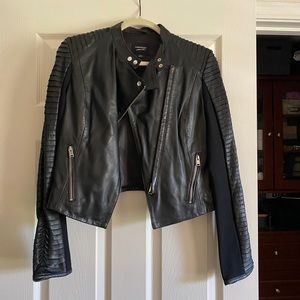 Genuine leather moto jacket